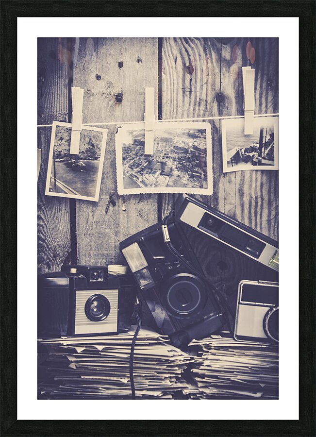Vintage camera gallery Picture Frame print