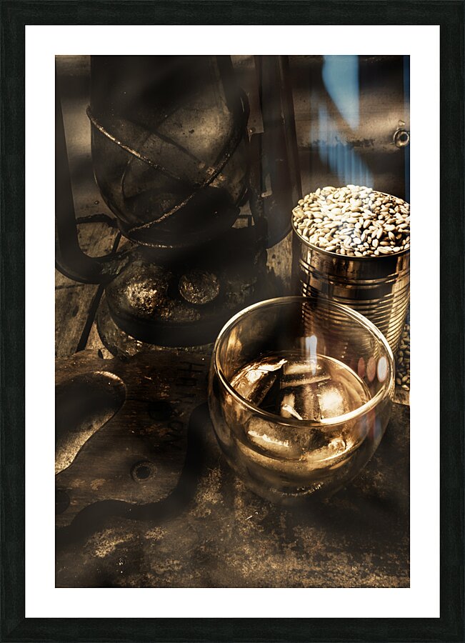 Smokey whiskey cellar Picture Frame print