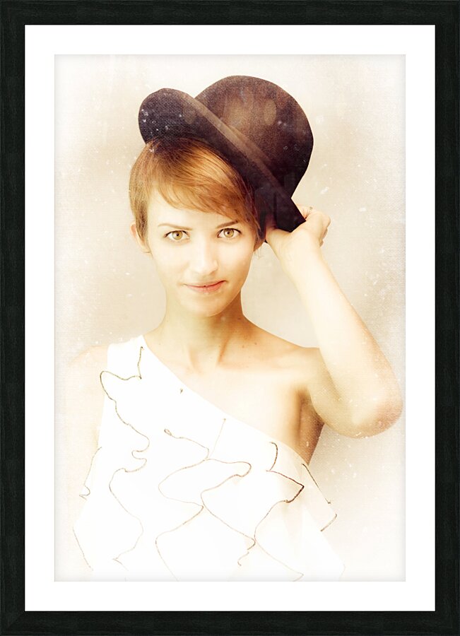 Vintage Portrait In Bowler Hat Picture Frame print