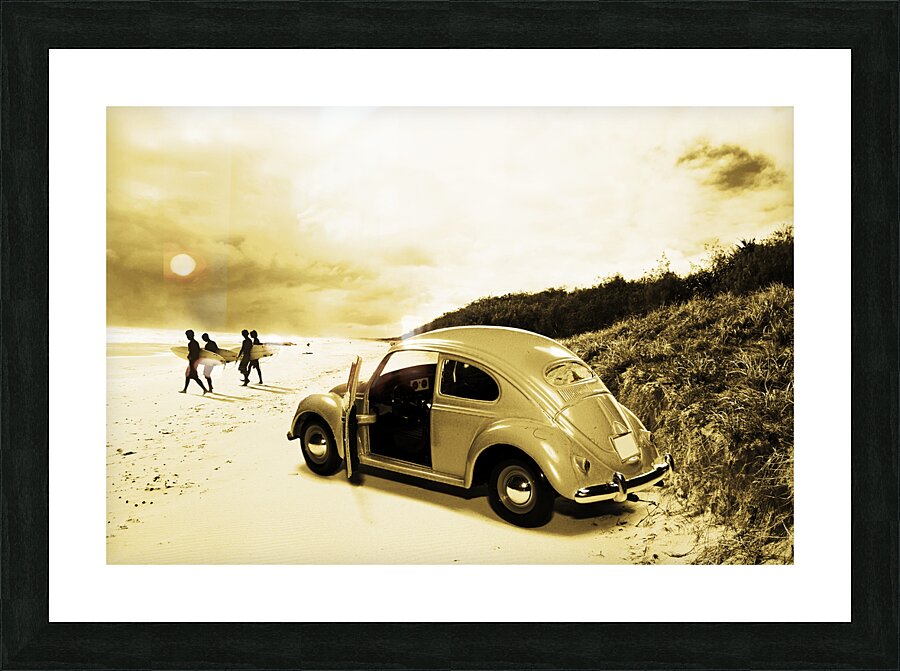 Vintage Surfing Scene Picture Frame print
