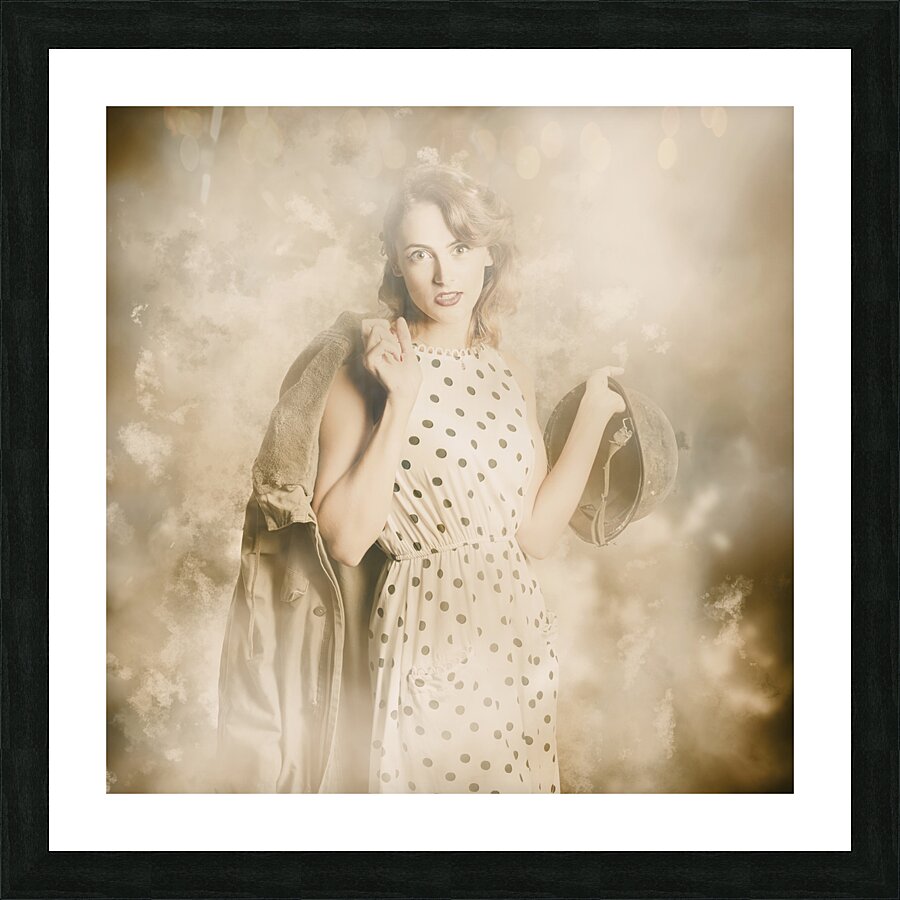 WWII tour of duty pin-up woman Picture Frame print