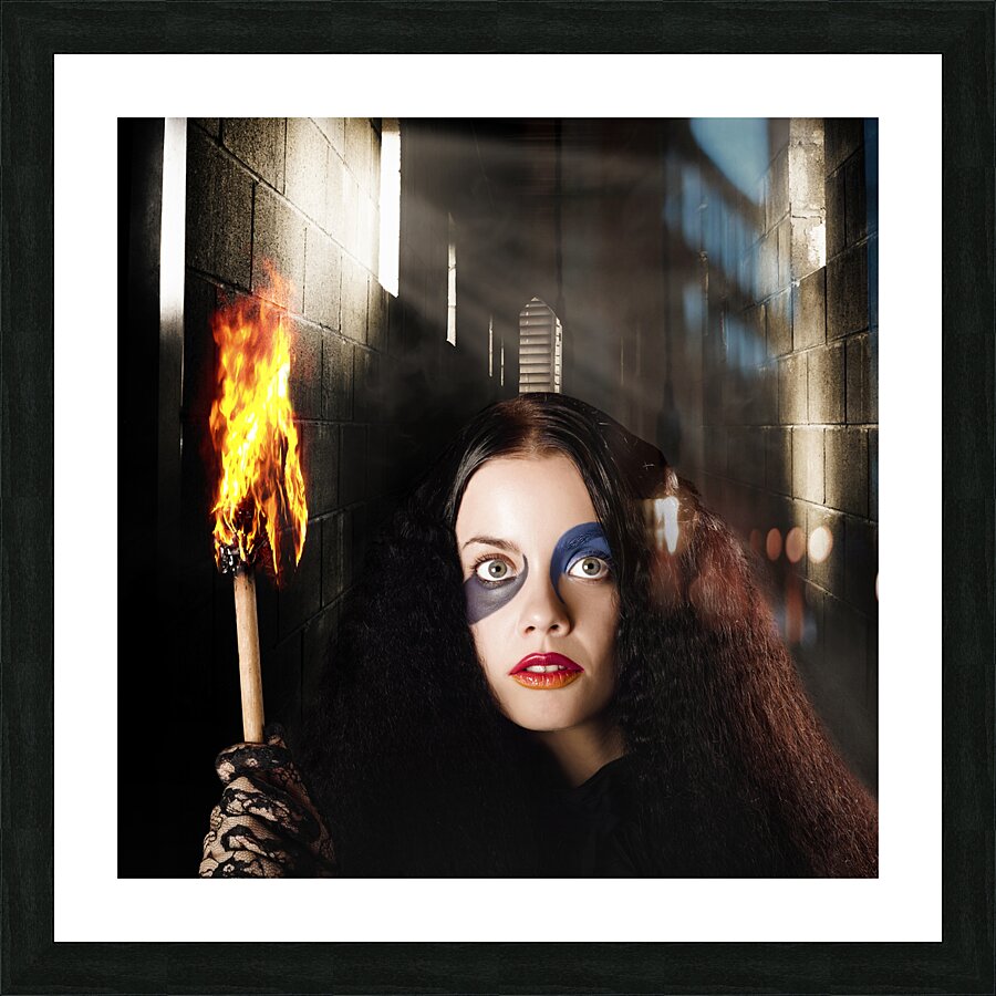 Fantasy jester walking magical halls of illusion Picture Frame print