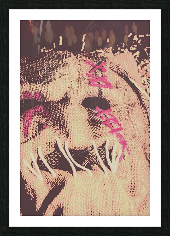 Vintage scarecrow mask Picture Frame print