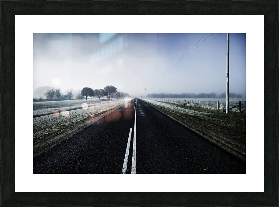 Cold blue winter road Picture Frame print