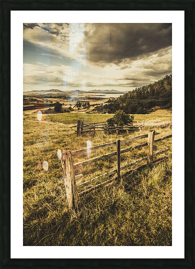 Rustic and weathered farm view  Picture Frame print
