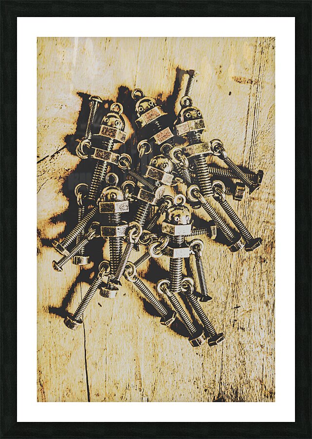 Retro robot recruits Picture Frame print