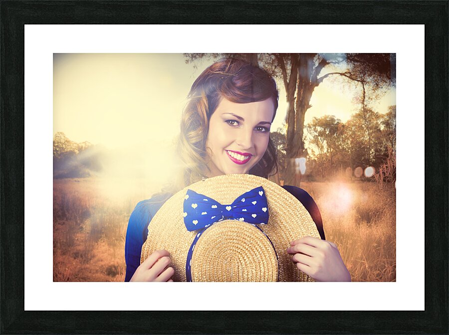 Vintage portrait of a country pinup girl Picture Frame print