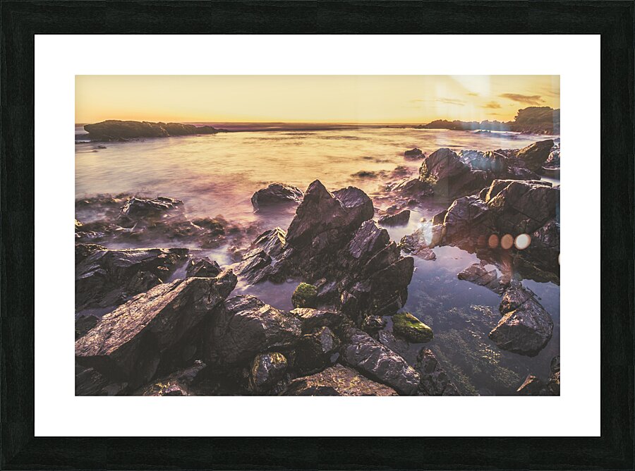 Sunset rock pools Picture Frame print