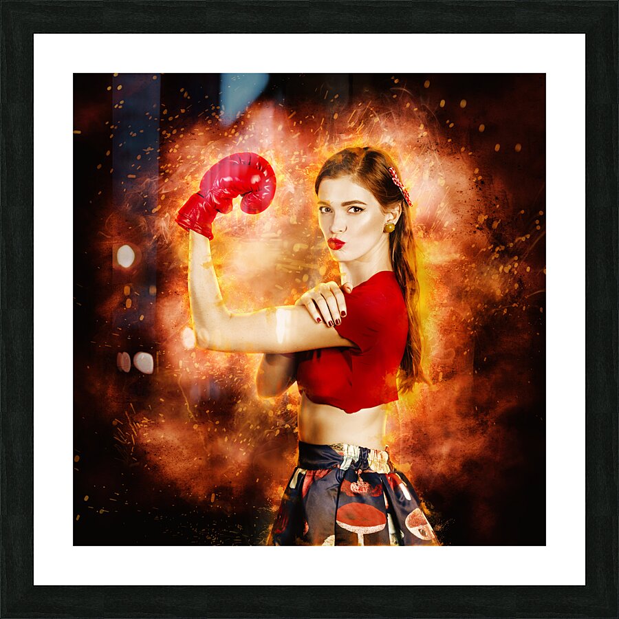 Pin up boxing girl  Picture Frame print