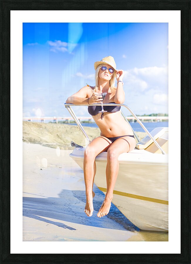 Beautiful Holiday Woman Holding Cocktail Glass Picture Frame print