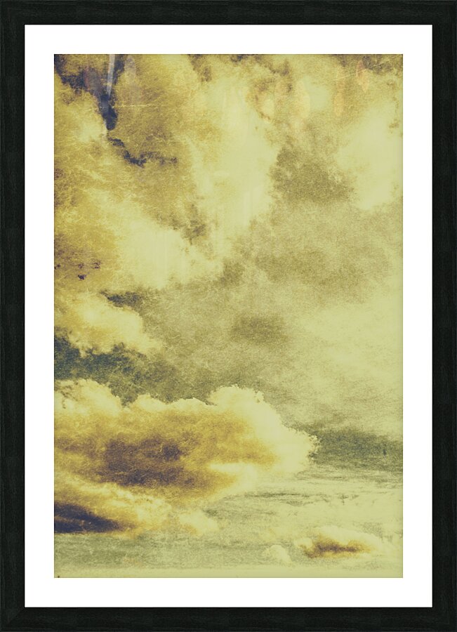 Yellow toned textured grungy cloudscape Picture Frame print