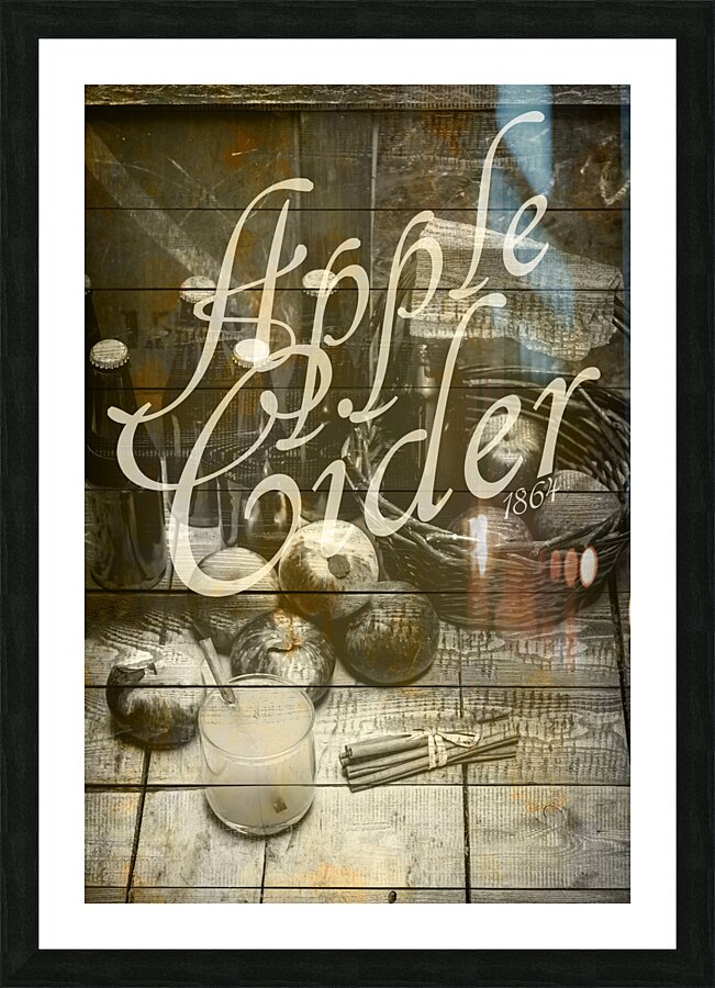 Apple Cider Sign Printed on Rustic Wood Planks Picture Frame print