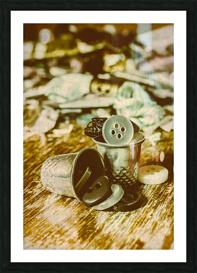 Retro craft buckets Picture Frame print