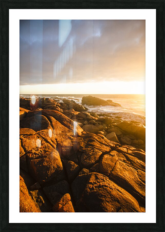 Golden Tasmania coastline Picture Frame print