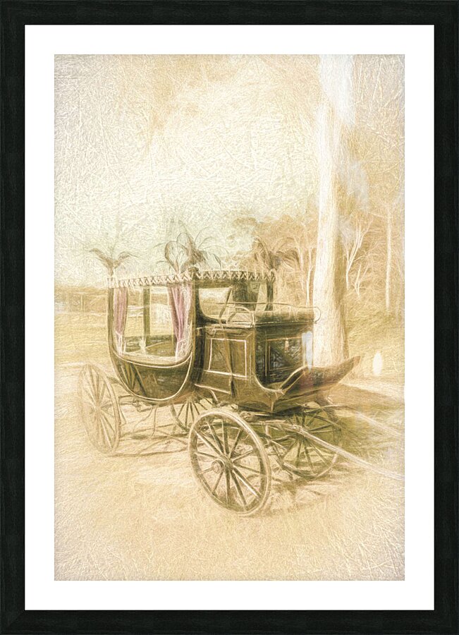 Horse drawn funeral cart  Picture Frame print