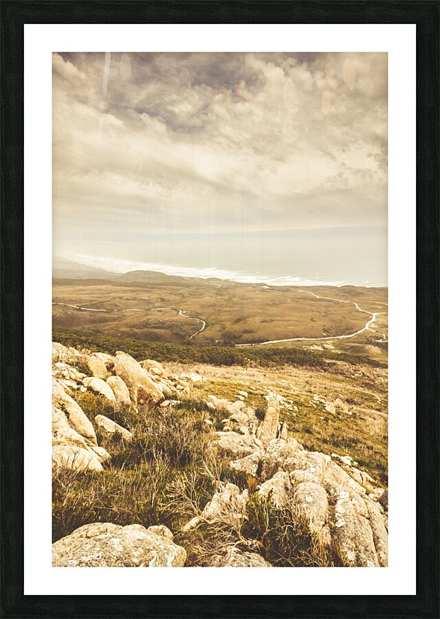 Muted mountain views Picture Frame print
