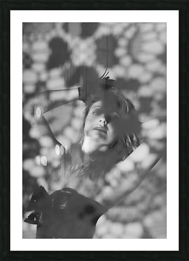 Dark black and white fashion art woman Picture Frame print