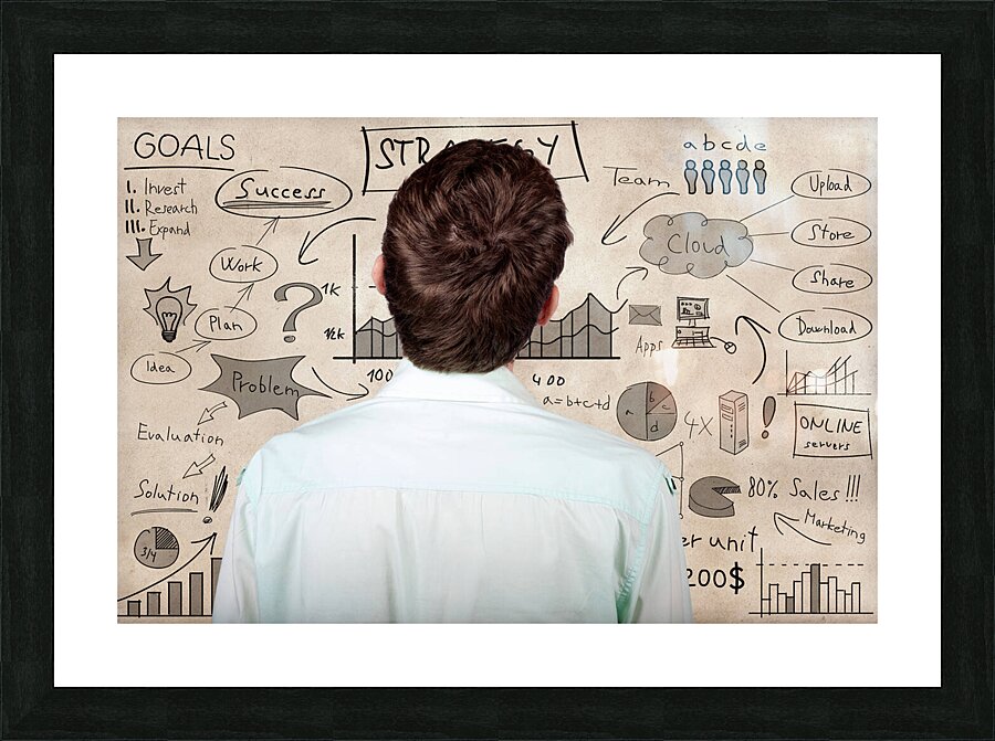 Creative businessman looking to plan business idea Picture Frame print