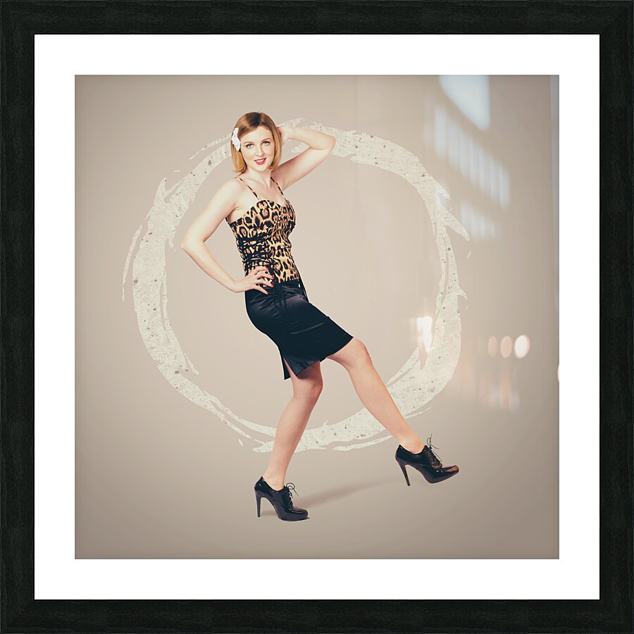 Retro fashion pin-up girl in 80s glamour Picture Frame print