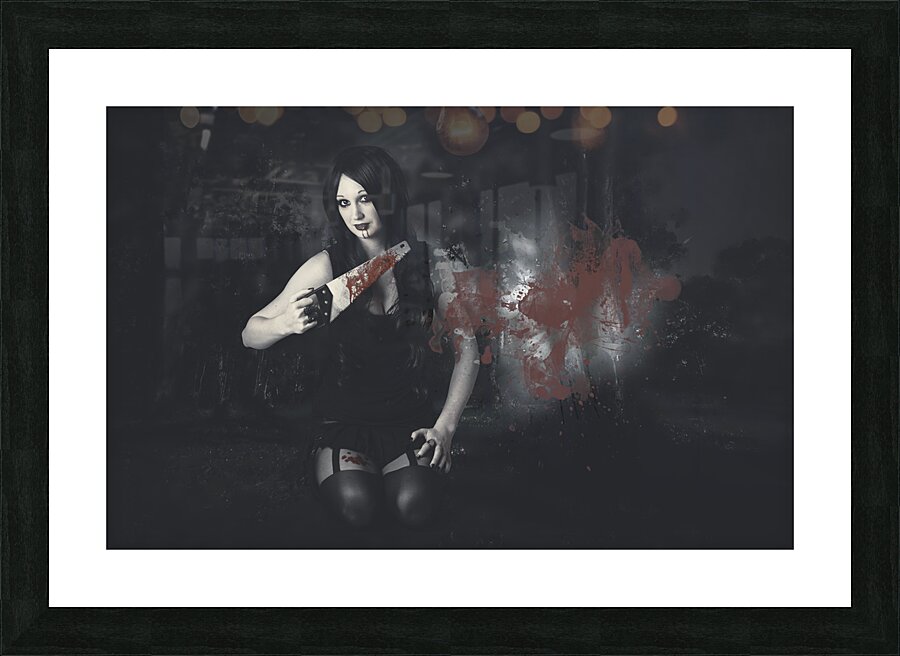 Dark evil vampire girl with killer style Picture Frame print