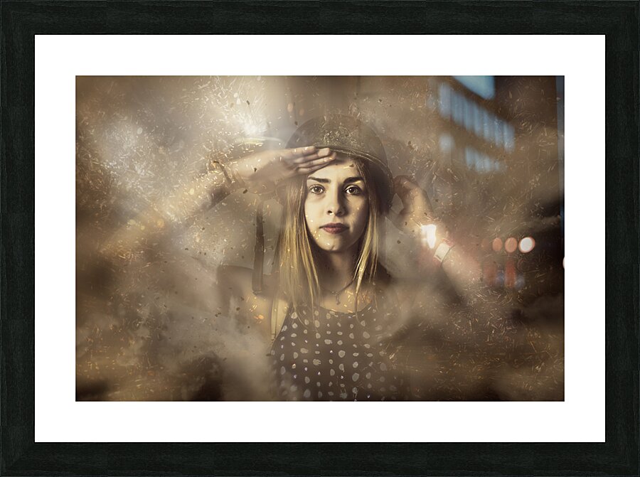 Strong tough and beautiful pinup soldier girl  Picture Frame print