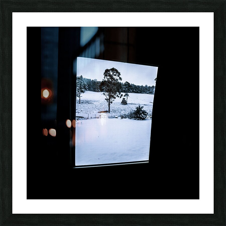 Black and blue snow landscape Picture Frame print