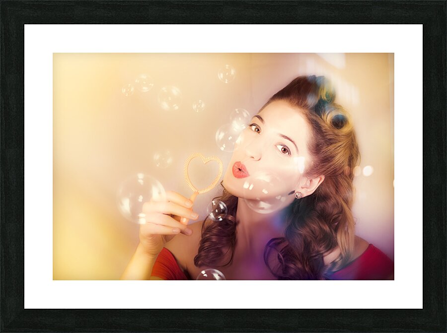 Romantic pinup girl. Retro summer party Picture Frame print