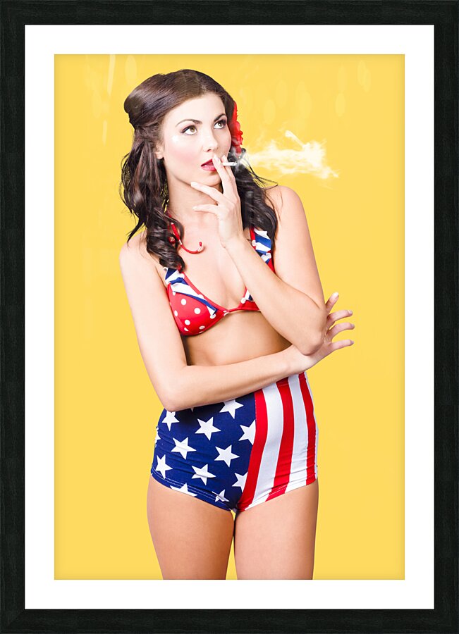 Beautiful american military pin up girl Picture Frame print