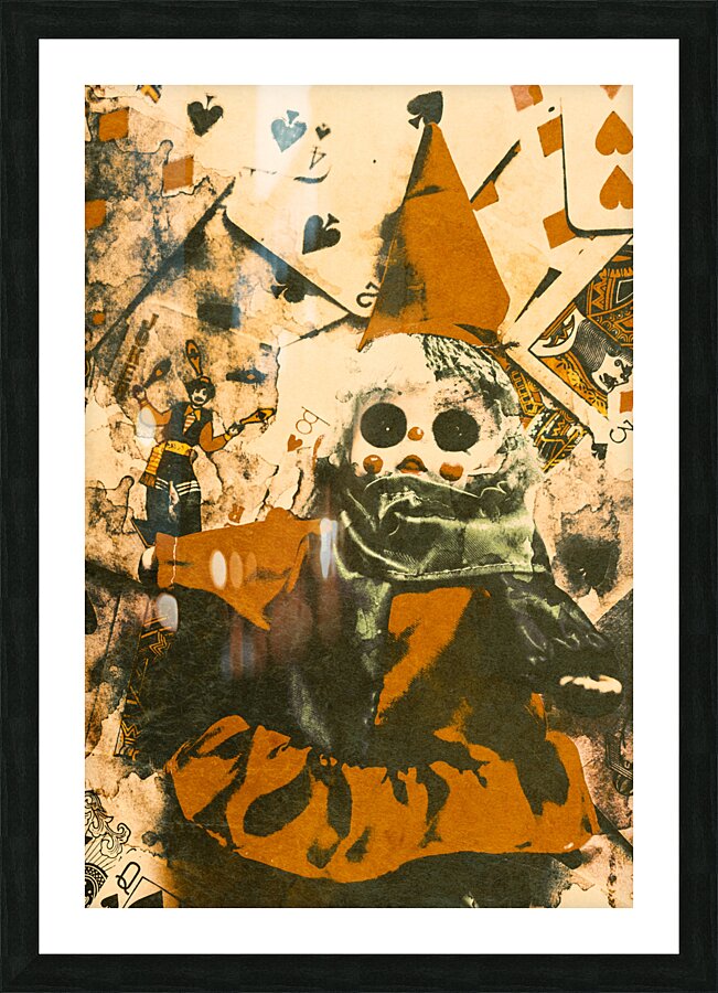 Spooky carnival clown doll Picture Frame print