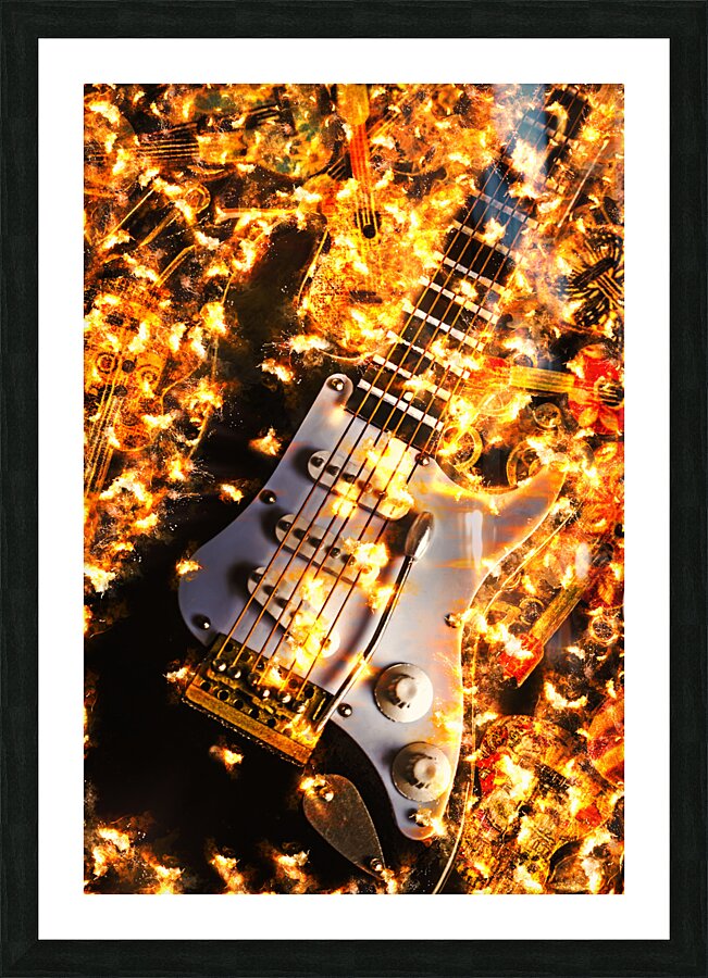 Guitar and grill Picture Frame print