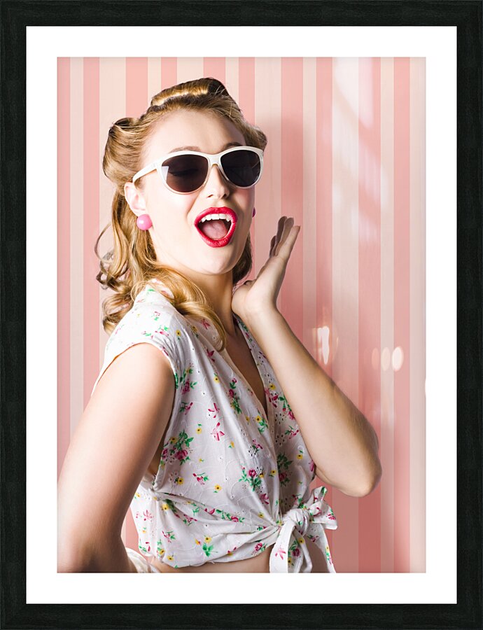 Surprised Girl In Retro Fashion Style Glamur Picture Frame print