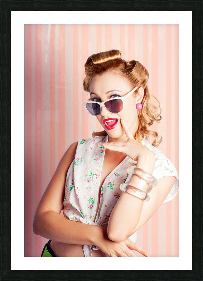 Glamorous Retro Blonde Girl Thinking Fashion Ideas Picture Frame print