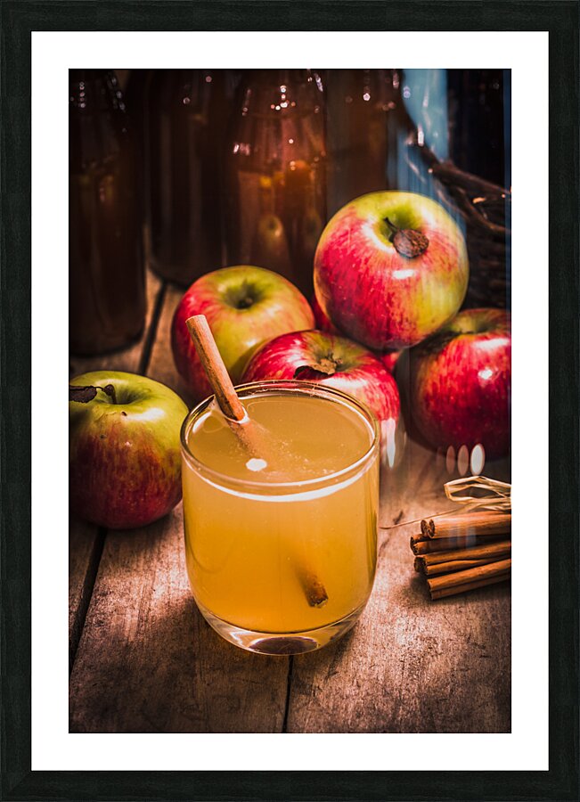 Glass of fresh apple cider Picture Frame print