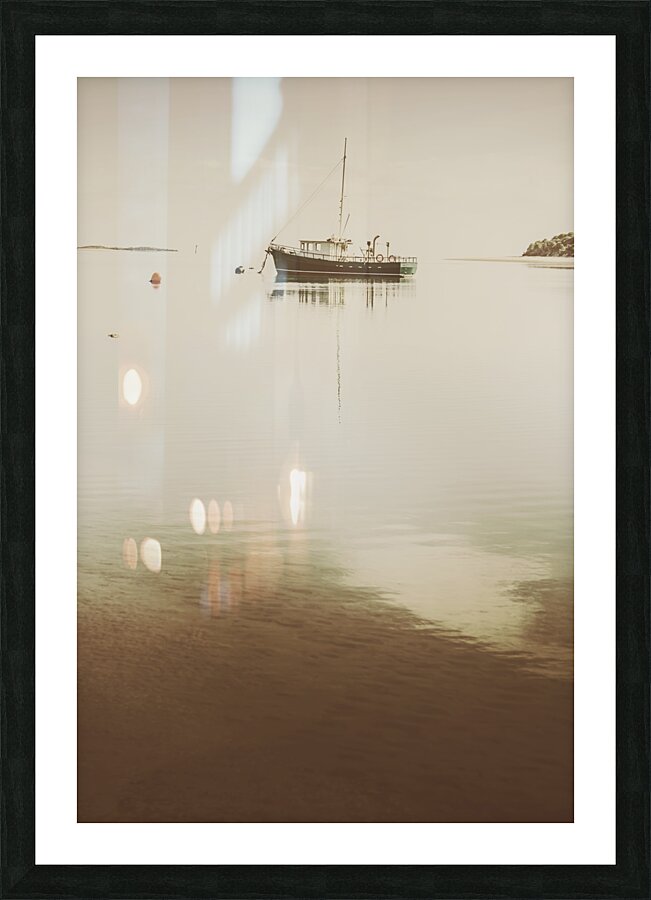 Fishing boat trawler docked at Tasmanian harbor Picture Frame print