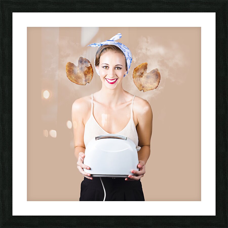 Cafe pinup serving up hearty breakfast Picture Frame print
