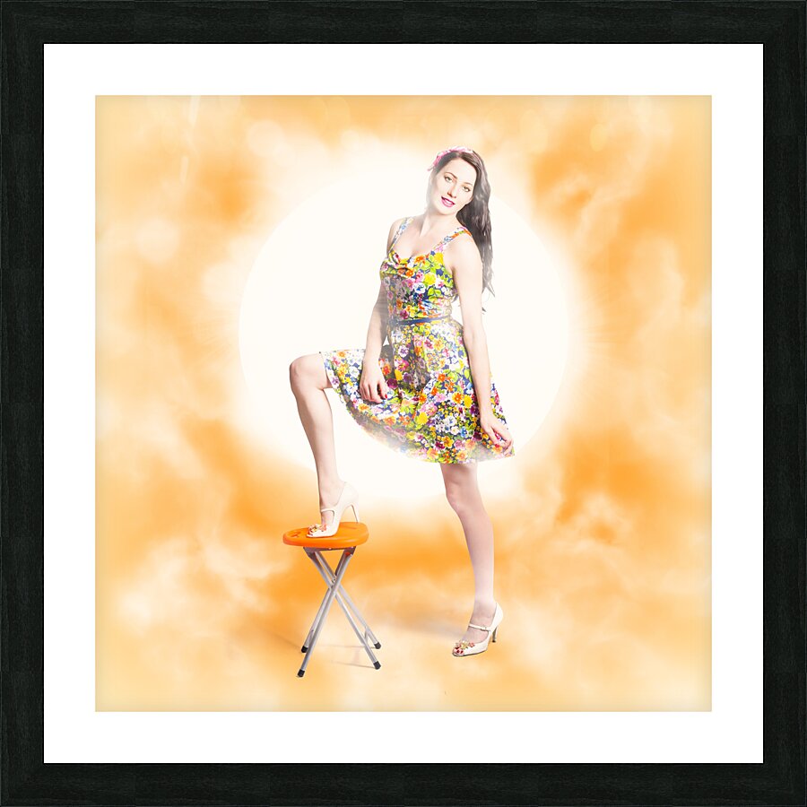 Backlit pin-up beauty Picture Frame print