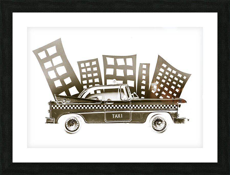 Taxicab town Picture Frame print