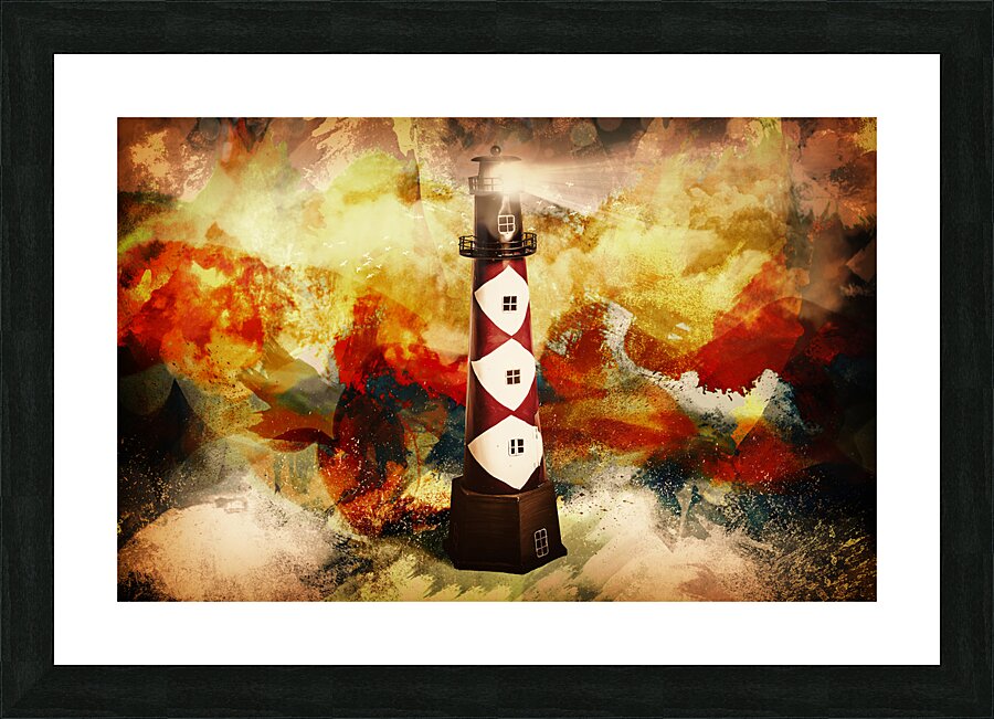 Fire on lighthouse hill Picture Frame print