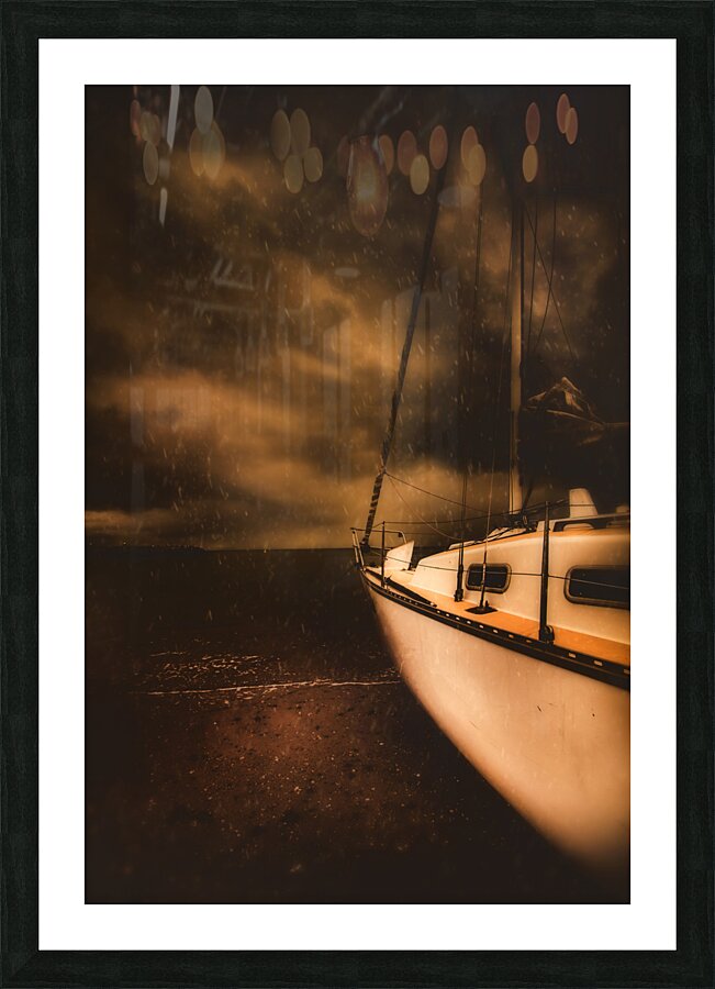 Stormy artistic portrait of a yacht Picture Frame print