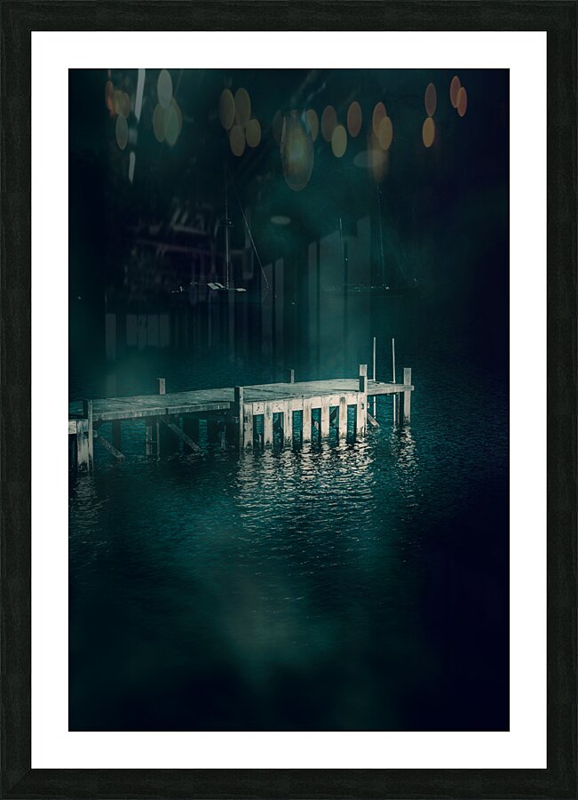 Chilling wood mooring Picture Frame print