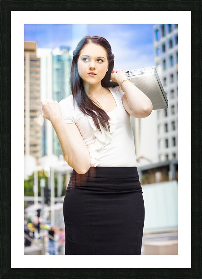 Professional City Lawyer Holding Silver Briefcase Picture Frame print