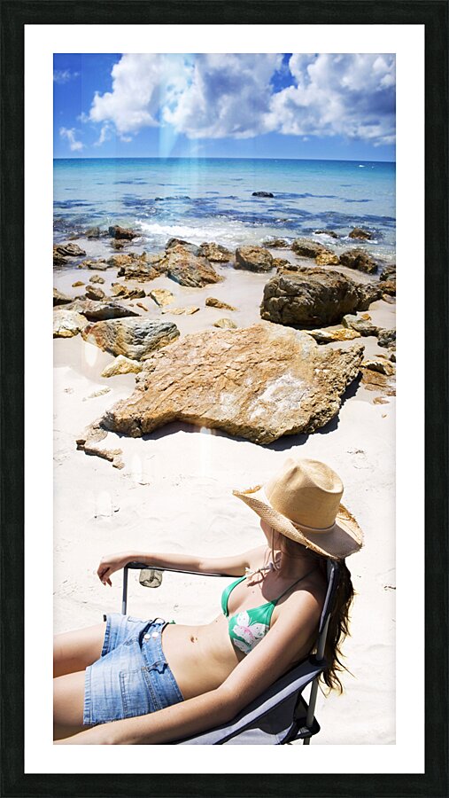 Beach Woman Picture Frame print