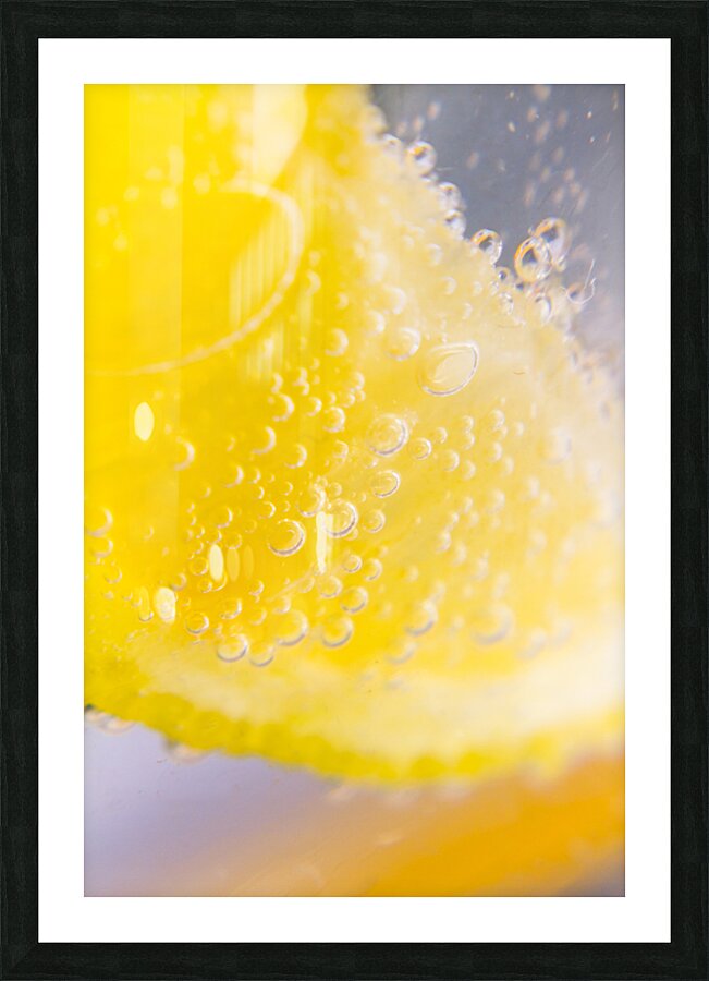 Macro lemonade bubbles Picture Frame print
