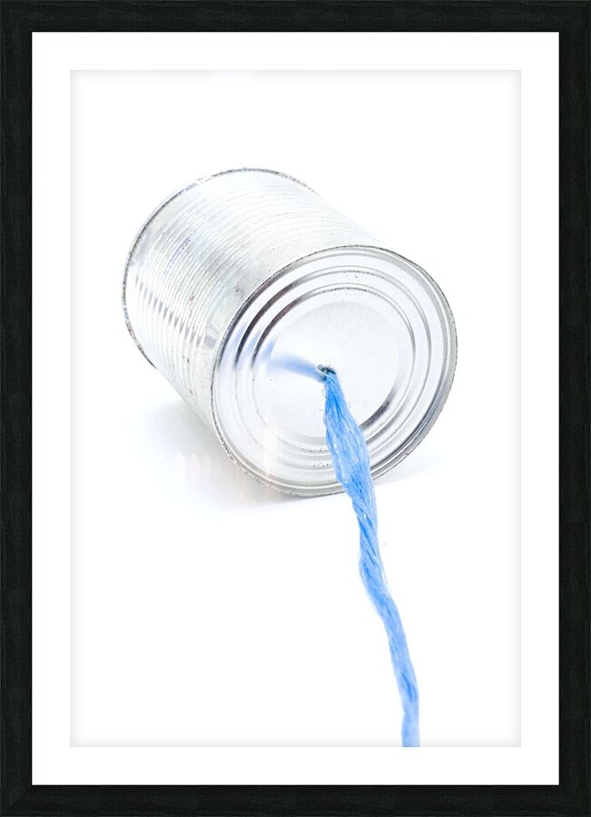 Tin Can Telephone Communication Isolated On White Picture Frame print