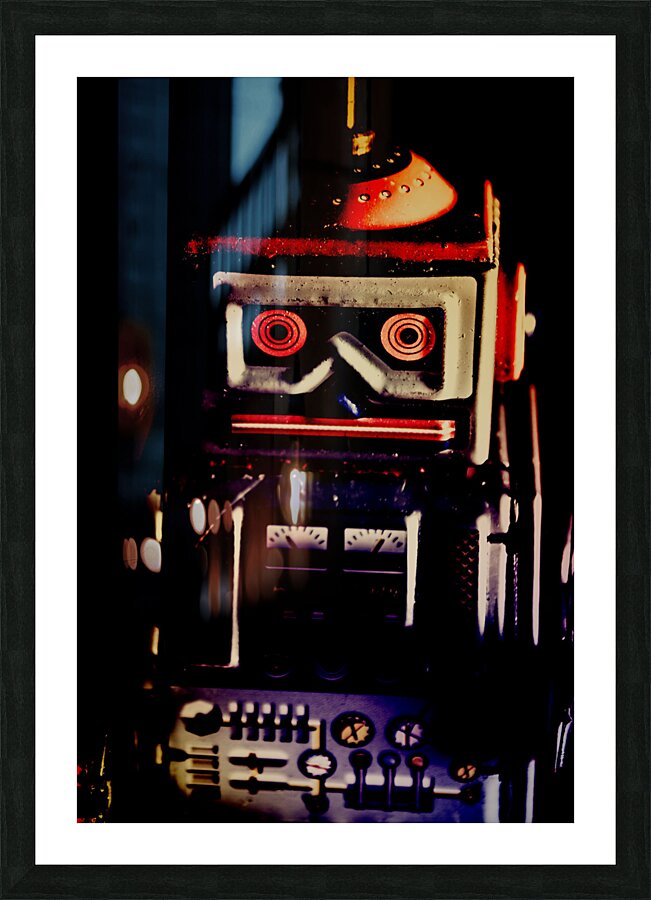 Retro mechanical robotics Picture Frame print