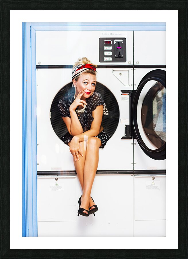 Laundromat Pin-up portrait Picture Frame print