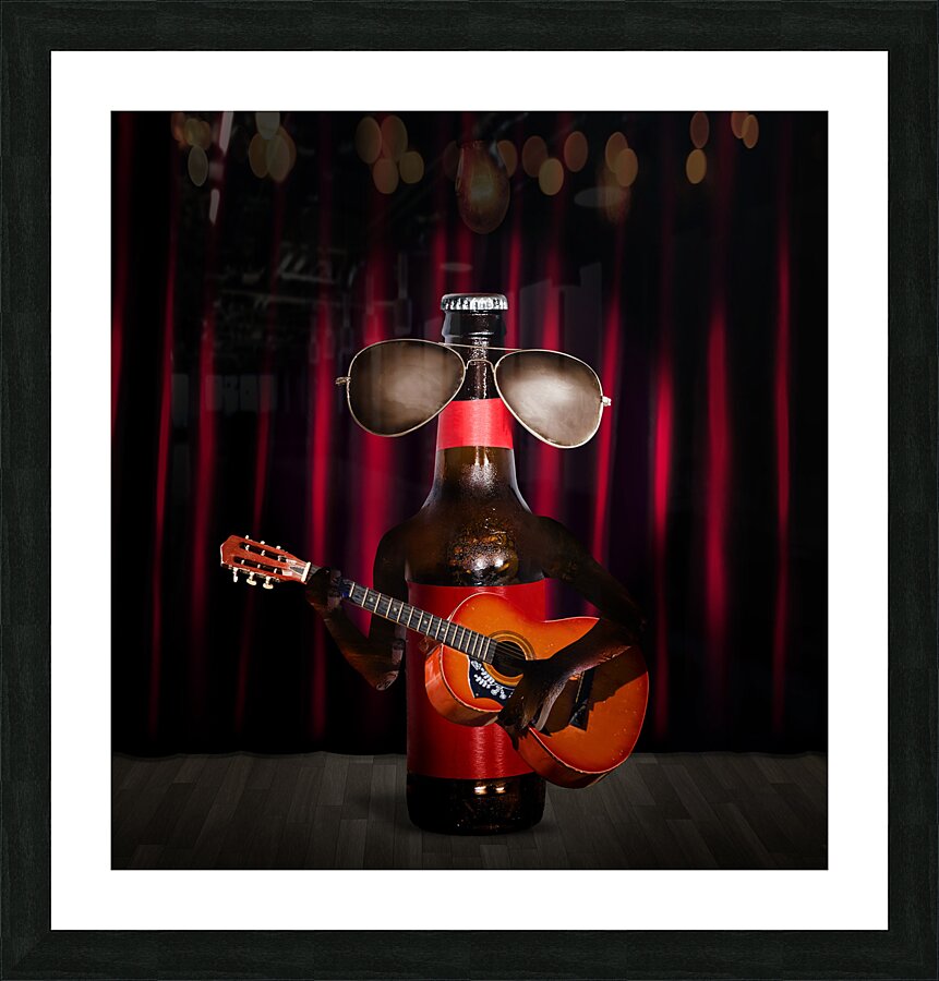 Beer bottle music performer playing opening act Picture Frame print
