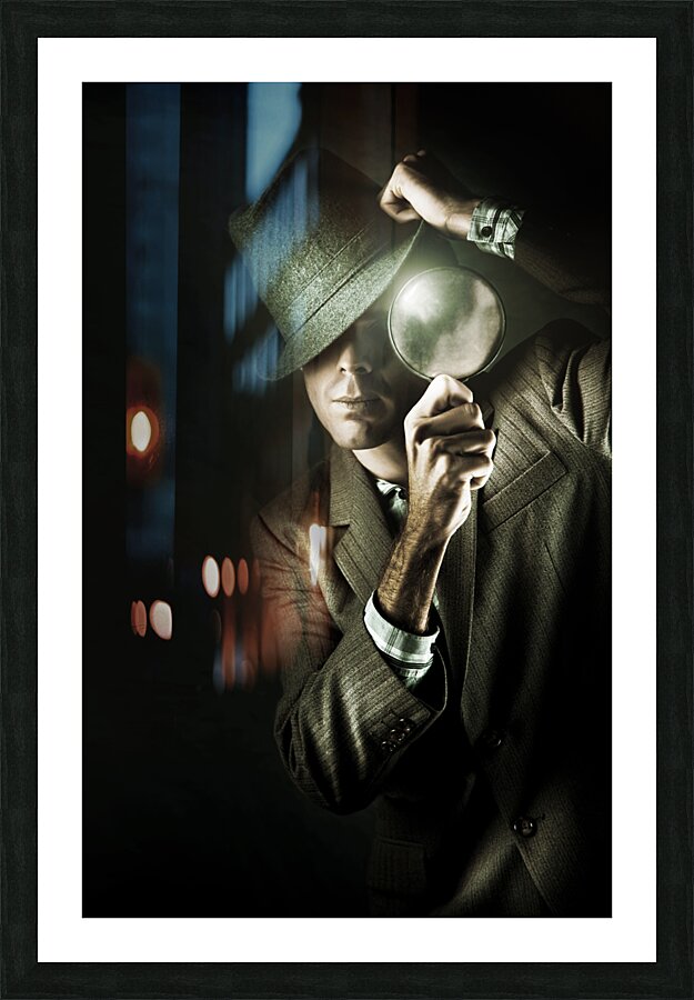 Vintage Undercover Spy On Dark Background Picture Frame print