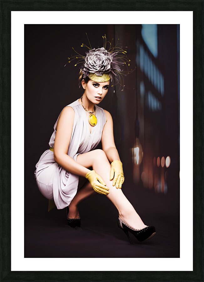 Glamorous Woman In Racecourse Fashion Picture Frame print