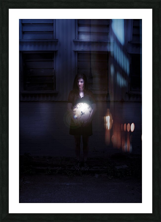 Woman Clock Nighttime Picture Frame print
